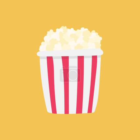 Photo for Flat icon popcorn isolated on yellow background. Vector illustration. Vector hand drawn icon. - Royalty Free Image