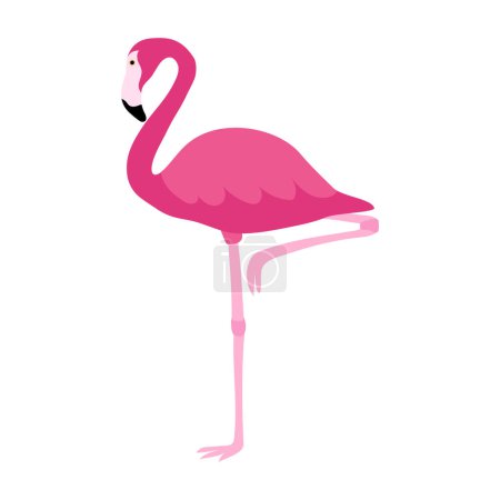 Ilustración de Icono plano de flamenco rosa aislado sobre fondo blanco. Pájaro tropical. Ilustración vectorial. - Imagen libre de derechos