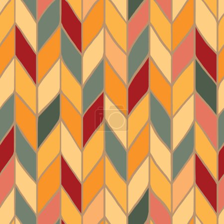Foto de Vector sin costuras patrón de repetición de punto de imitación en colores de otoño. Ideal para textiles, álbumes de recortes, envases - Imagen libre de derechos