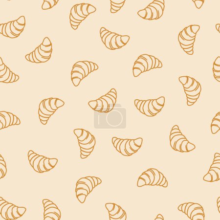 Foto de Croissant outlines seamless vector pattern. Great for packaging, menu background, wrapping paper - Imagen libre de derechos