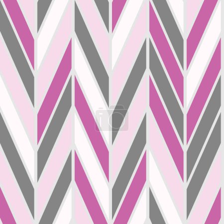 Foto de Patrón de zigzag geométrico vectorial sin costuras, chevron rosa y gris. Textil, envoltura, embalaje. Ilustración vectorial - Imagen libre de derechos