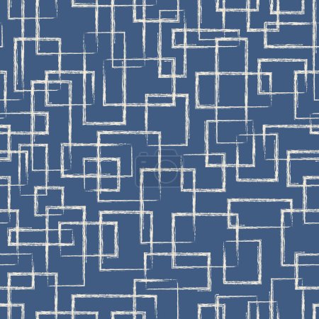 Foto de Patrón de vector sin costuras, superposición de rectángulos blancos en azul, textil, embalaje, envoltura. Ilustración vectorial - Imagen libre de derechos