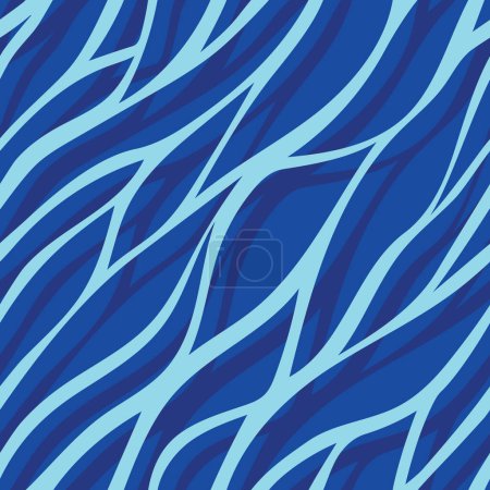 Foto de Patrón vectorial sin costuras, superficie de agua azul estilizada, líneas curvas. Textil, álbum de recortes, embalaje. Ilustración vectorial - Imagen libre de derechos