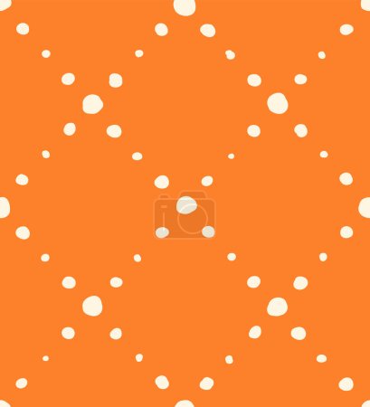 Foto de Patrón de vector sin costuras, diagonalmente cruzando líneas punteadas de color blanco crema en naranja, textil, álbum de recortes. Ilustración vectorial - Imagen libre de derechos