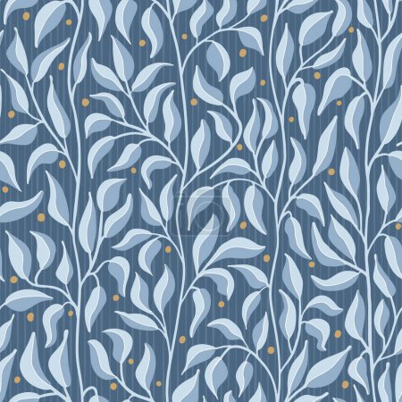 Foto de Calmante azul claro que sube las vides frondosas patrón de vectores sin costuras. Ilustración vectorial - Imagen libre de derechos