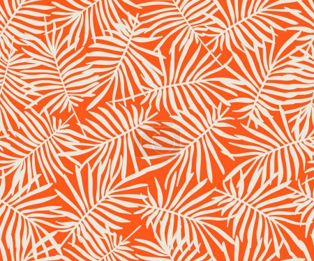 Nahtloses Vektormuster. Tropisch überlappende Palmblätter Hintergrund, botanische Textur, Textil. Vektorillustration