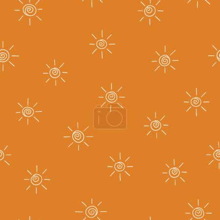 Foto de Patrón de vector sin costuras con simples iconos de sol estilizados, ideal para productos para bebés y niños. Ilustración vectorial - Imagen libre de derechos