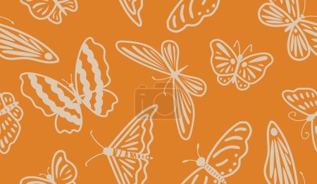 Patrón de vector sin costuras con mariposas lindas, grandes como una impresión textil, papel de envolver. Ilustración vectorial