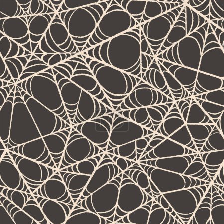 Seamless vector pattern hand drawn endless spiderweb, great for Halloween decor, textile, scrapbook. Vector illustration