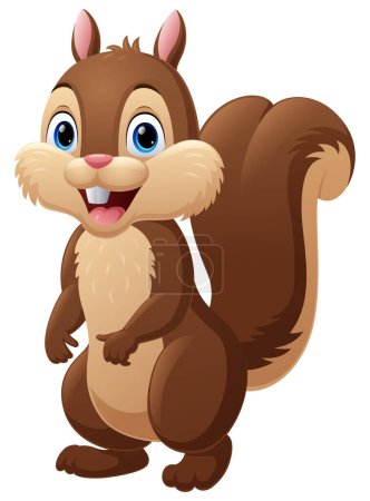 Téléchargez les illustrations : Mignon dessin animé écureuil sur fond blanc - en licence libre de droit