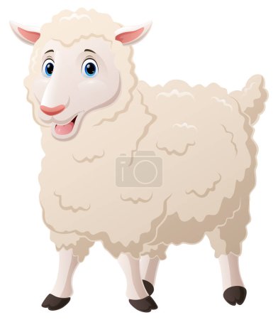 Mignon agneau dessin animé sur fond blanc