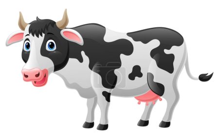 Ilustración de Lindo vaca de dibujos animados sobre fondo blanco - Imagen libre de derechos