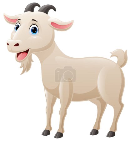 Téléchargez les illustrations : Mignon dessin animé de chèvre sur fond blanc - en licence libre de droit
