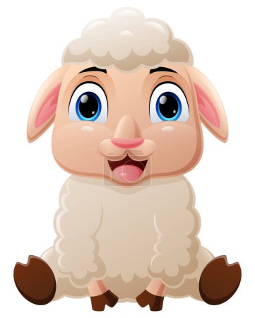 Ilustración de Lindo bebé ovejas dibujos animados sentado - Imagen libre de derechos