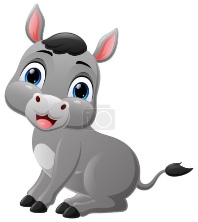 Illustration for Vector illustration of Cute baby donkey cartoon on white background - Royalty Free Image