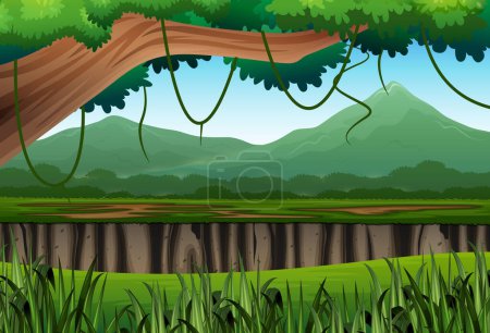 Illustration for Illustration of Nature landscape background with mountain - Royalty Free Image