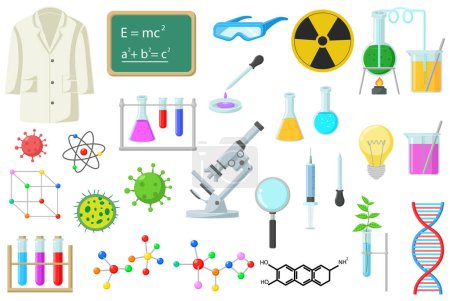 Vector illustration of Set of laboratory equipment icon