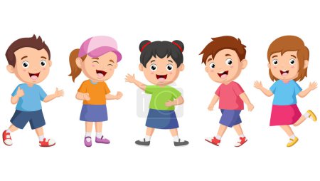 Illustration for Vector illustration of Set of cute happy kids cartoon - Royalty Free Image