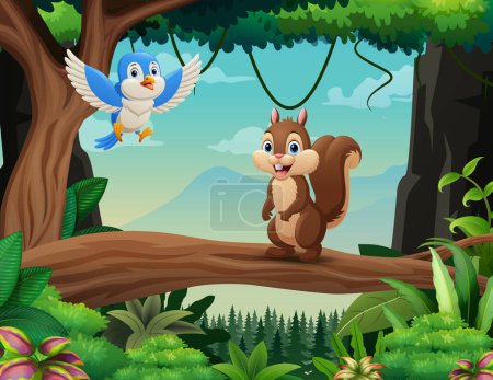 Illustration for Vector illustration of Animals cartoon living in the forest illustration - Royalty Free Image