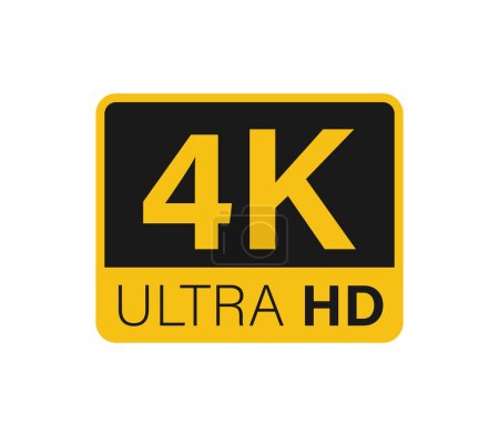 Illustration for Ultra hd and 4k symbol, 4k uhd tv sign of high definition monitor display resolution standart concept on white background flat vector illustration. - Royalty Free Image