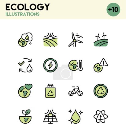 Illustration for Environmental and ecological line icon set. vector illustration - Royalty Free Image