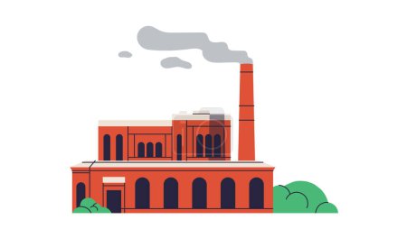 Téléchargez les illustrations : Bâtiment d'usine avec fumée - en licence libre de droit