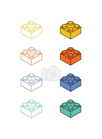 Ilustración de El diagrama juguete bloque de construcción, ladrillos para niños. Ilustración isométrica vectorial. - Imagen libre de derechos