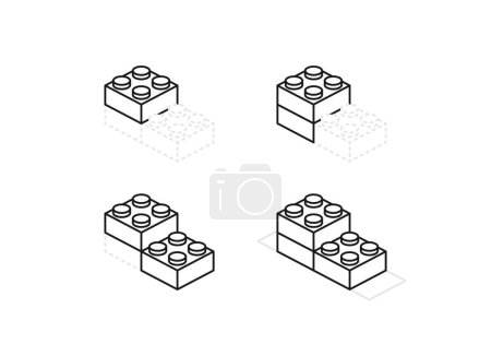 Illustration for The diagram toy building block, bricks for children. Vector isometric illustration. - Royalty Free Image