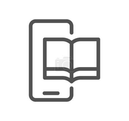 Téléchargez les illustrations : Livre ouvert avec icône de téléphone vecteur isolé sur fond blanc - en licence libre de droit