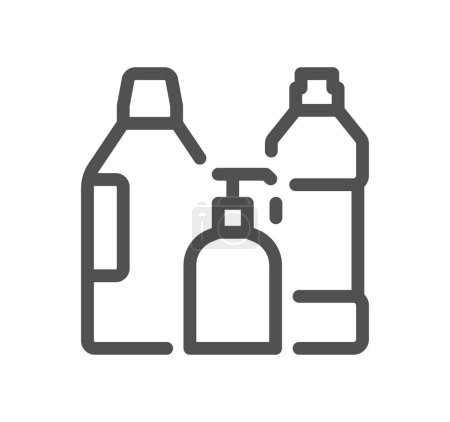Téléchargez les illustrations : Icône bouteilles en plastique isolé sur fond blanc - en licence libre de droit