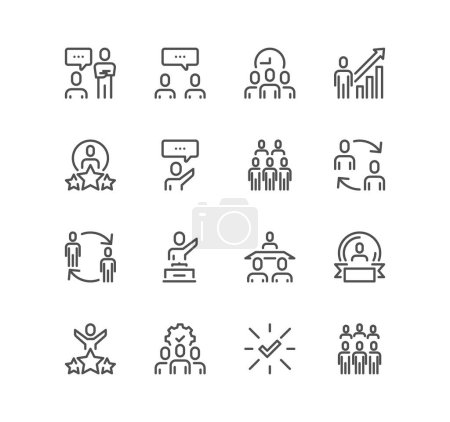 Téléchargez les illustrations : Groupe de personnes, icône d'affaires, illustration vectorielle de contour, eps - en licence libre de droit