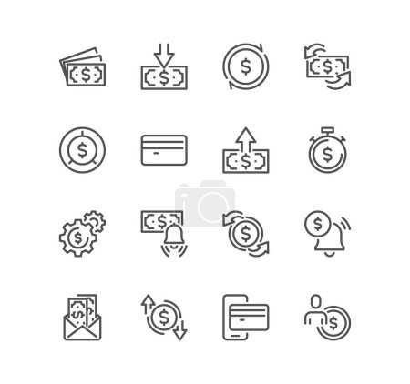Ilustración de Conjunto de iconos de línea de dinero y finanzas - Imagen libre de derechos