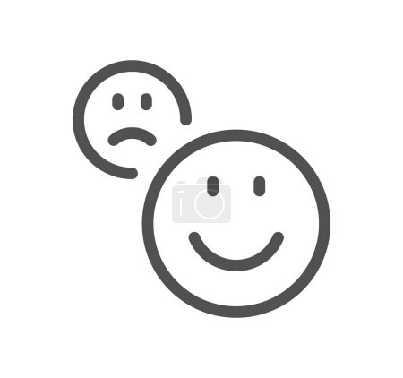 Illustration for Happy smiley face line and glyph icon, happy smile and sad, emoticon sign, vector graphics, a linear icon on a white background - Royalty Free Image