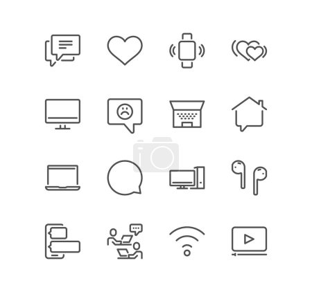 Illustration for Vector illustration of 12 internet icons on editable pack of laptop, computer, share, chat and other icon - Royalty Free Image