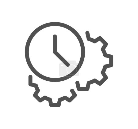 Illustration for Clock with gear  icon isolated on white background - Royalty Free Image