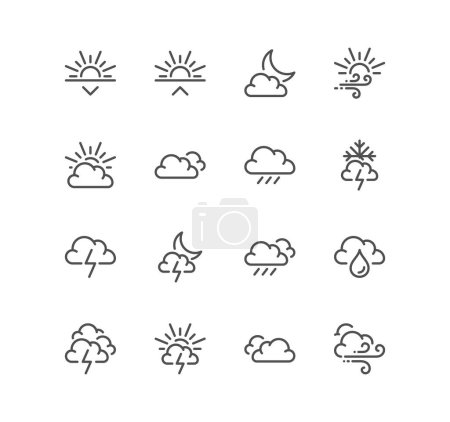 Téléchargez les illustrations : Icônes météo, illustration vectorielle - en licence libre de droit