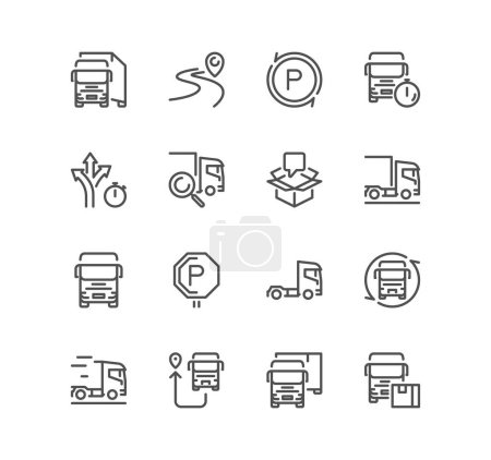 Ilustración de Un conjunto de iconos de entrega, ilustración de vectores - Imagen libre de derechos