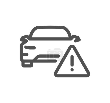 Ilustración de Un coche con un signo de advertencia, ilustración vectorial - Imagen libre de derechos