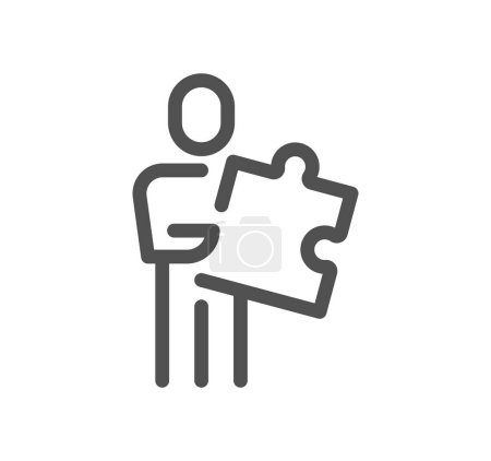Téléchargez les illustrations : Une personne tenant une pièce d'un puzzle, illustration vectorielle - en licence libre de droit