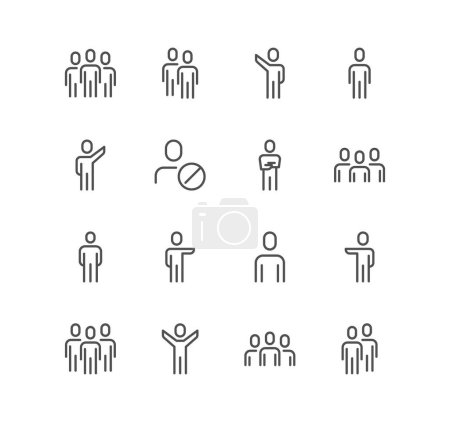 Téléchargez les illustrations : Ensemble d'icônes de personnes, illustration vectorielle - en licence libre de droit