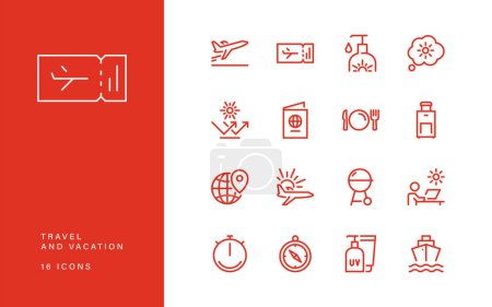 Illustration for A set of travel and vacation icons - Royalty Free Image