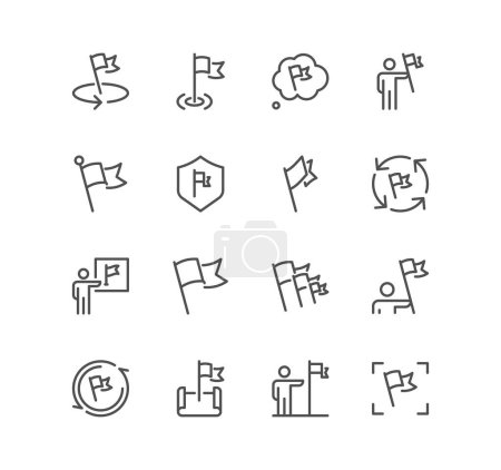Ilustración de Un conjunto de iconos de diferentes tipos de banderas - Imagen libre de derechos