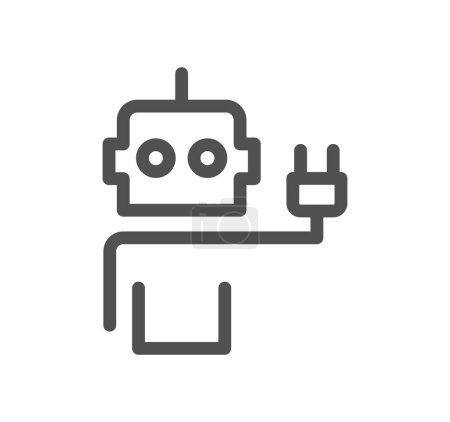 Téléchargez les illustrations : Un robot avec un bouchon à la main - en licence libre de droit
