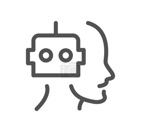 Téléchargez les illustrations : Une tête de robot avec un visage humain - en licence libre de droit