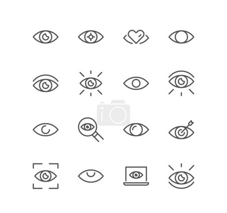 Téléchargez les illustrations : Set d'icônes pour les yeux, illustration vectorielle design simple - en licence libre de droit