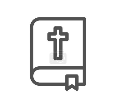 Téléchargez les illustrations : Bible avec icône croix, illustration vectorielle design simple - en licence libre de droit