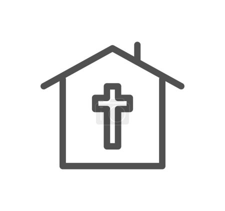 Téléchargez les illustrations : Maison avec icône croix, illustration vectorielle design simple - en licence libre de droit