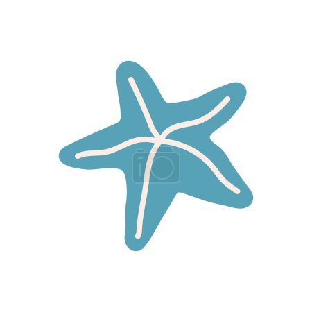 Mar estrella de mar, estrella de mar marina submarina, exótico animal marino invertebrado tropical, playa de verano molusco ilustración aislado sobre fondo blanco plana vector ilustración.