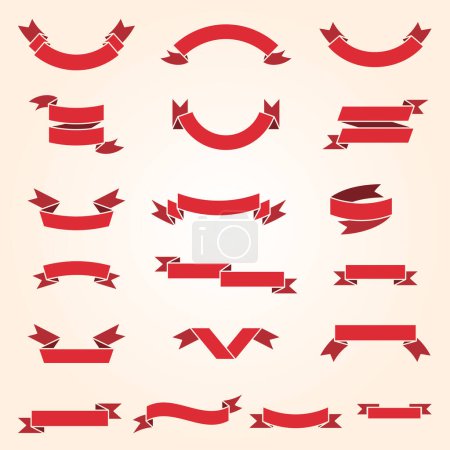 Téléchargez les illustrations : Ensemble de grands rubans rouges, Illustration vectorielle. - en licence libre de droit