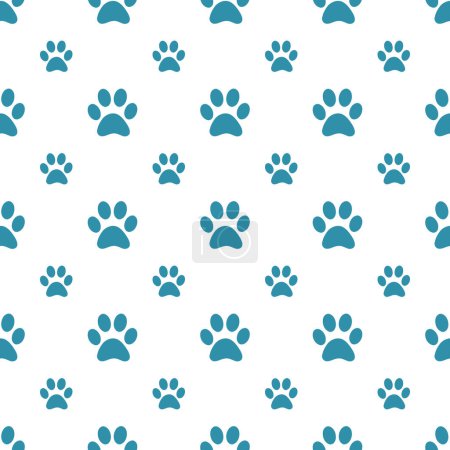Illustration for Cute paw seamless white pattern. - Royalty Free Image